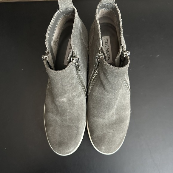 Steve Madden Wedgie High Top Sneaker Leather Streetwear Gray Bootie Shoes 8.5 - Picture 7 of 10